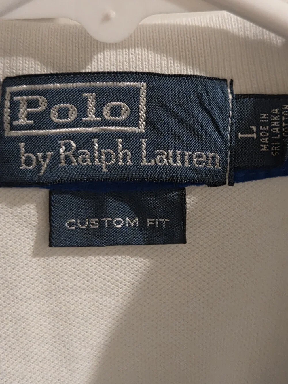 Ralph Lauren Big Pony Polo Shirt - Custom-Fit Size Large - White & Royal Blue